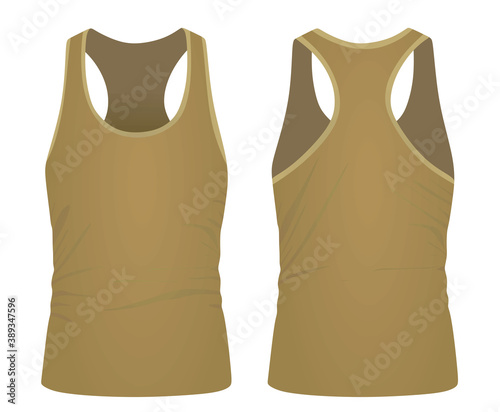Brown sleeveless t shirt. vector illustration