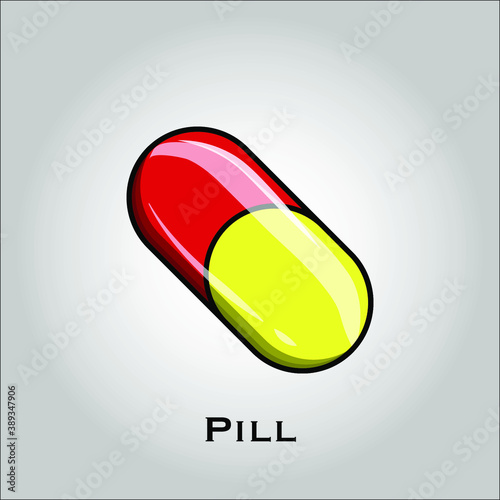 Pill (medicine) flat icon vector. Isolated objects. Vector illustration. Simple vector for Graphic design. Medical, health care, antibiotic Concept. 