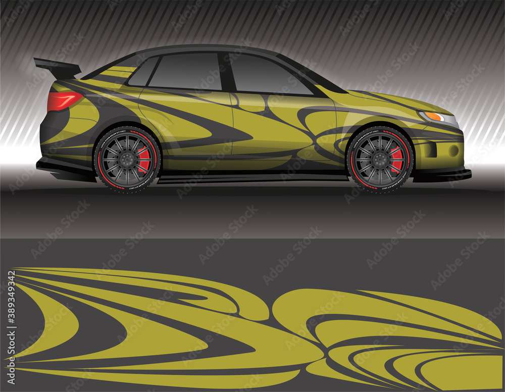 Car livery wrap decal, rally race style vector illustration abstract background Car livery wrap decal, rally race style vector illustration abstract background