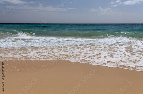 Fuerteventura, Canary Islands, wide sandy Playa del Matorral beach on Jandia peninsula