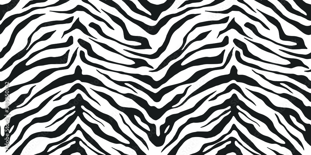 Seamless vector zebra pattern. Trendy stylish wild stripes print. Animal print background for fabric, textile, design, advertising banner etc.