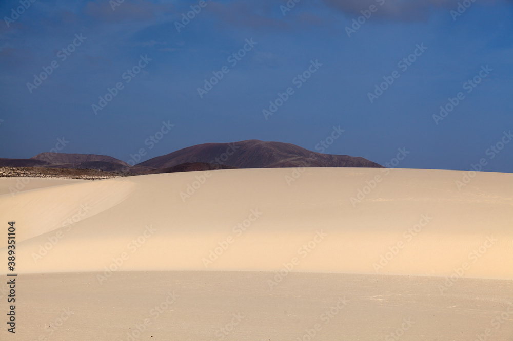 Fuerteventura, Canary Islands, nature park Dunes of Corralejo at the north of the island