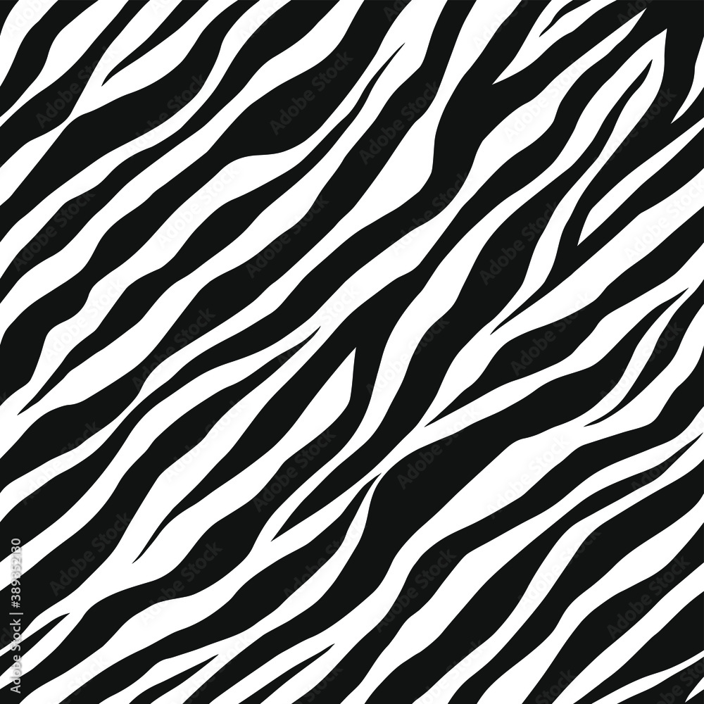 Seamless vector zebra pattern. Trendy stylish wild stripes print. Animal print background for fabric, textile, design, advertising banner etc.