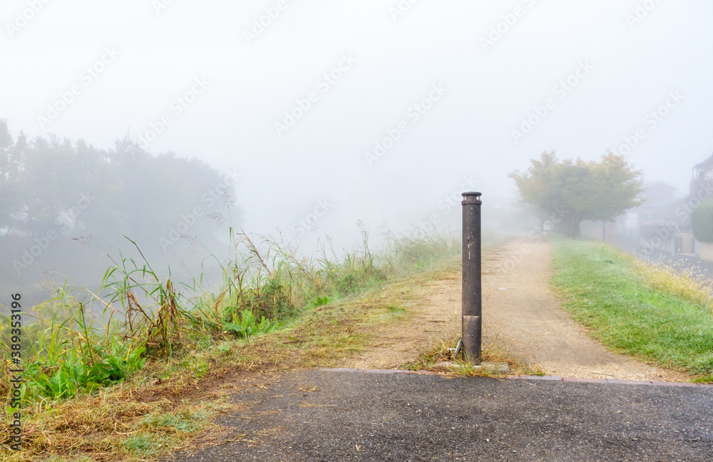 霧に包まれた景色の写真。迷いのイメージ。
