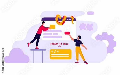 Python code language sign. Programming coding and developing concept.
