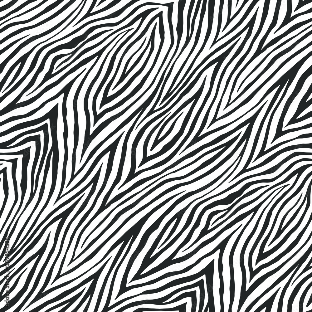 Seamless vector zebra pattern. Trendy stylish wild stripes print. Animal print background for fabric, textile, design, advertising banner etc.