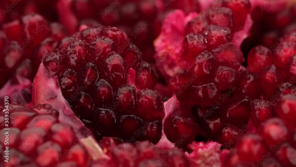 Fresh pomegranate close up. broken pomegranate macro