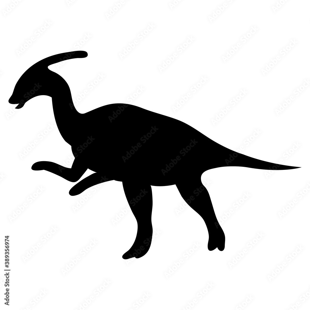 Black silhouette of a dinosaur on a white background. Vector illustration. Black silhouette of a dinosaur on a white background. Vector illustration.