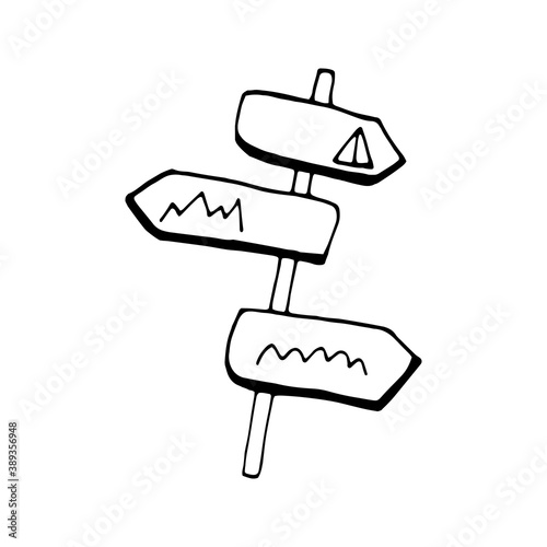 Hand drawn vector navigation doodle camping clipart. Isolated on white background drawing for prints, poster, cute stationery, travel design. High quality illustration