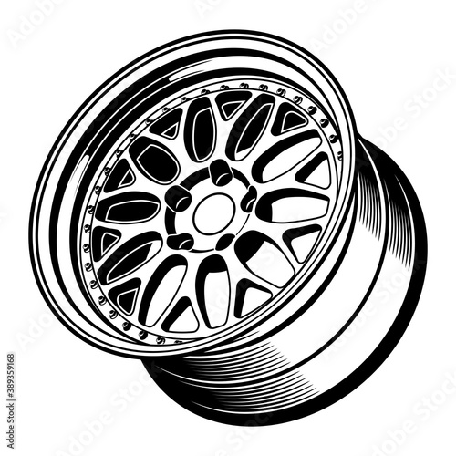 car wheel rim vector silhouette, icon, logo, monochrome, color in black and transparent for conceptual designTemplate Vector