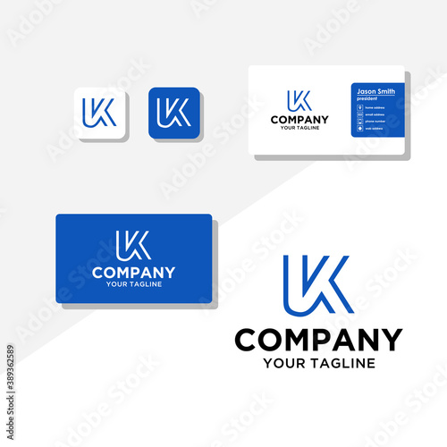 K concept logo design business card vector template