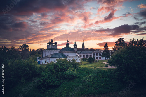 Beautiful wide angle view of the historical town of Suzdal   Golden Ring of Russia