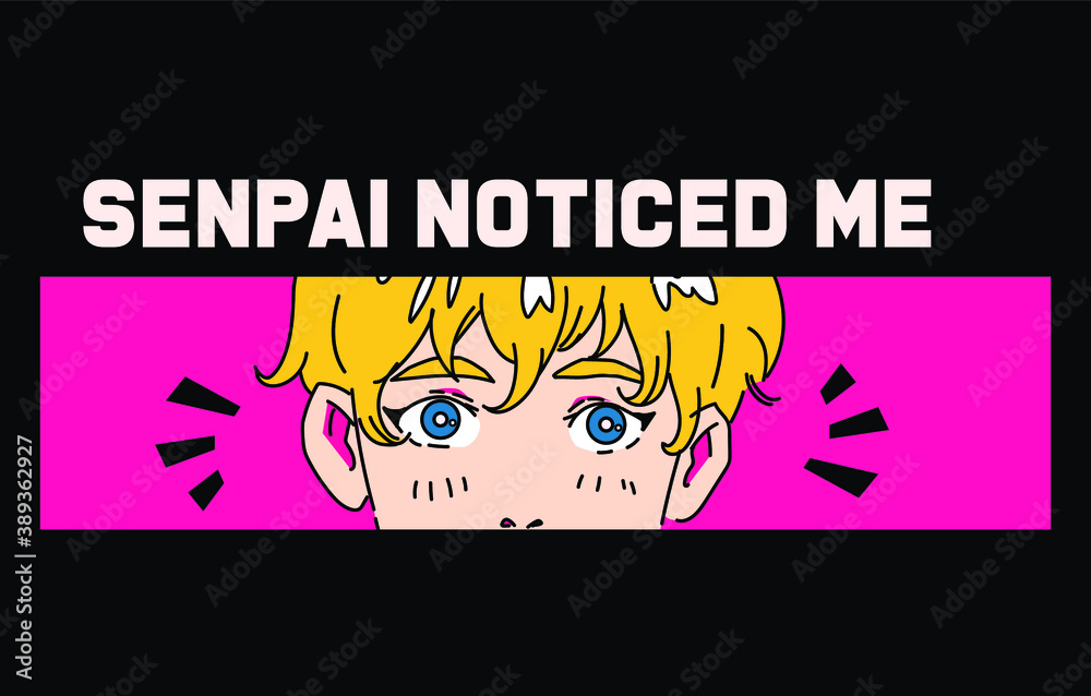 Fototapeta premium Hand drawn illustration with comic strip anime boy with speech bubble. Cool trendy print for t-shirt, wall poster, notebook cover. 