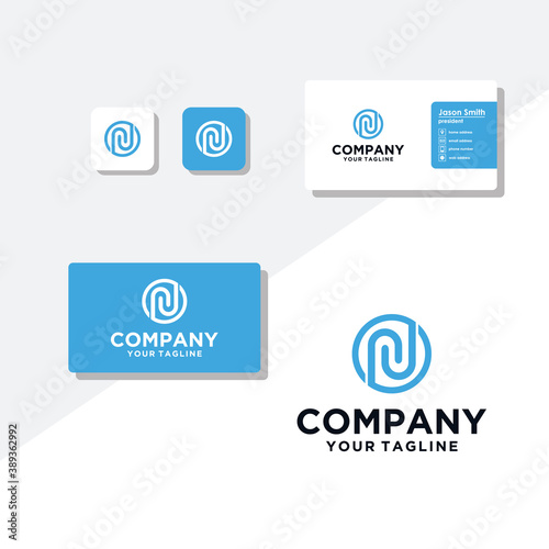 N concept logo design business card vector