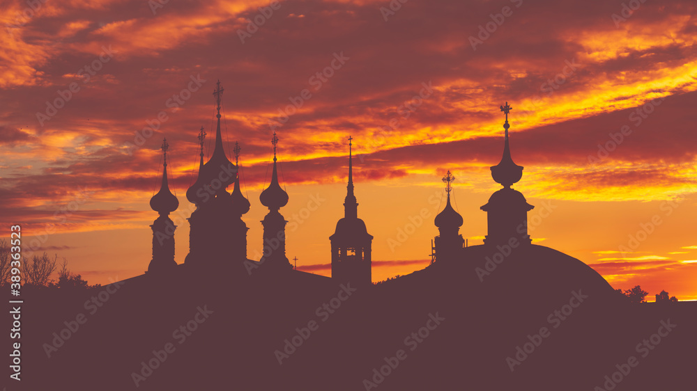 Beautiful wide angle view of the historical town of Suzdal', Golden Ring of Russia