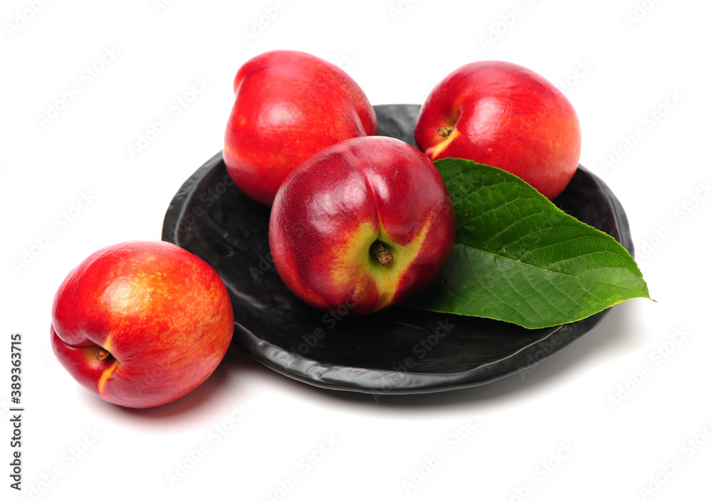 ripe nectarine on white background ripe nectarine on white background