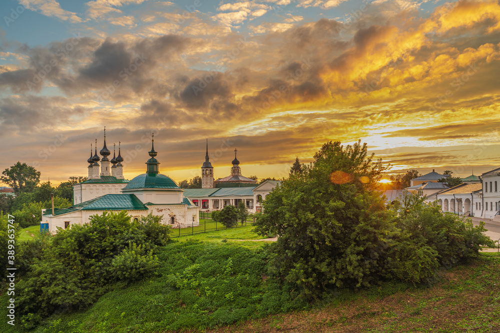 Fototapeta premium Beautiful wide angle view of the historical town of Suzdal', Golden Ring of Russia