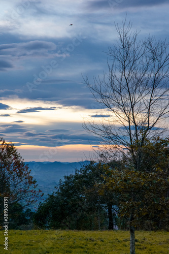 Asturian mountain at sunset.