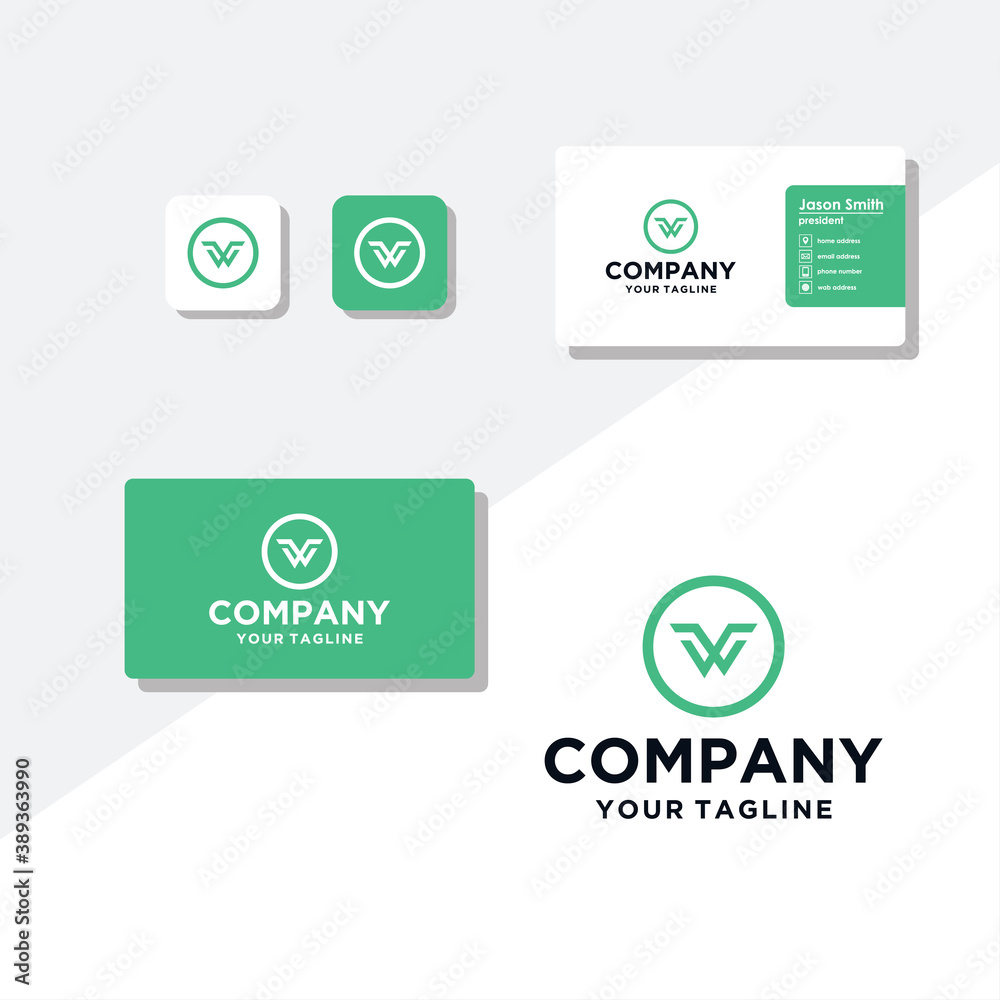 Obraz premium W concept logo design business card vector