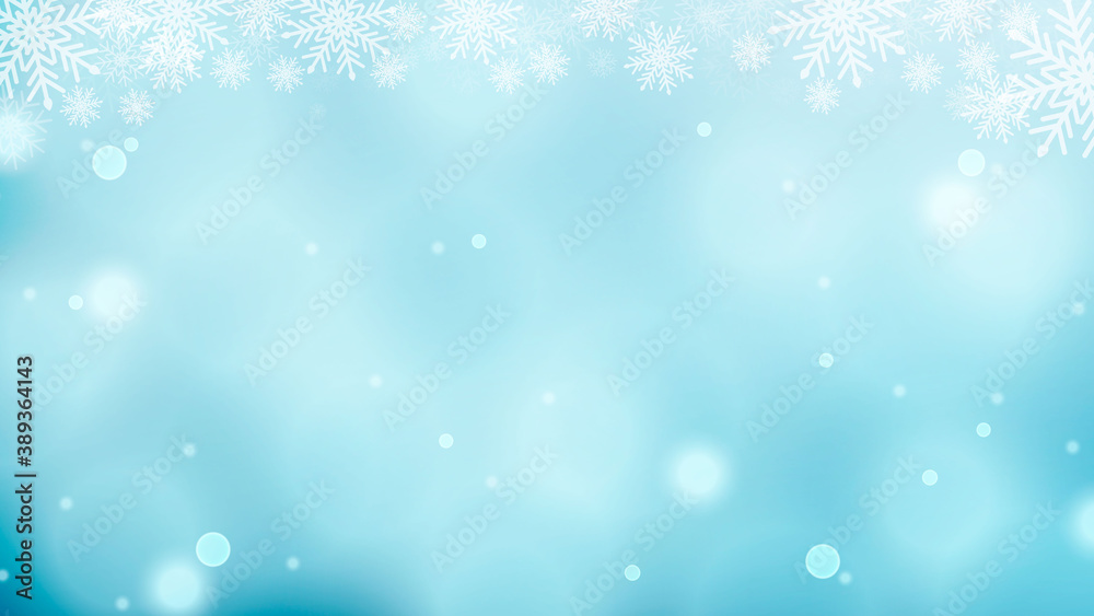 Christmas background with snowflakes, starbursts, sparkles and light vector effect for luxury greeting card.Vector
