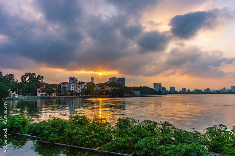 HANOI, VIETNAM, 4 JANUARY 2020: Sunset over the West Lake