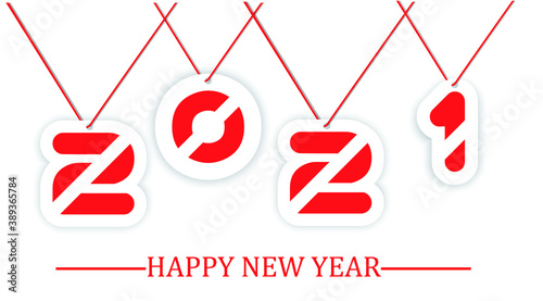 2021 happy new year written hanging with string