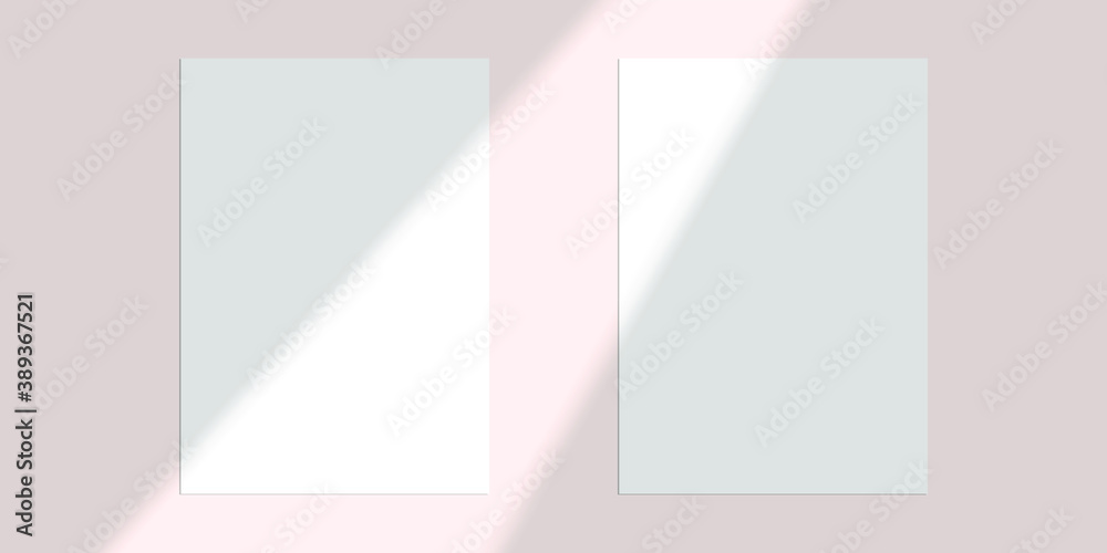 Obraz premium Vector shadow overlay effect. Transparent soft light and shadows from window. Mockup of transparent window shadow and natural lightning. 10 eps mesh.