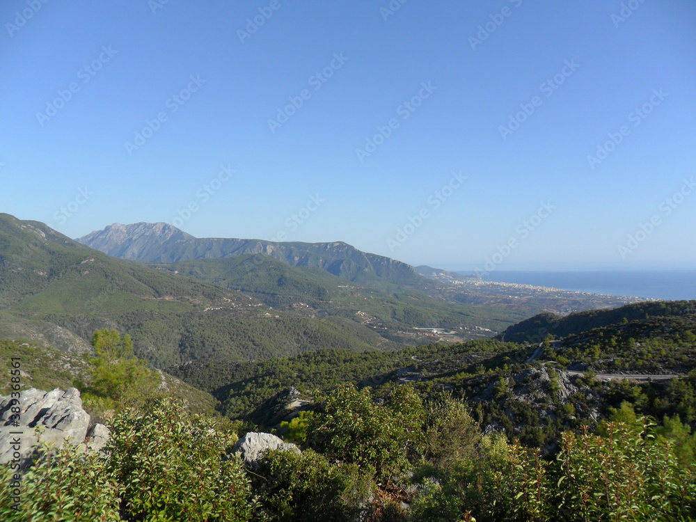Paragliding and hiking in the Taurus mountains outside of Alanya in the Antalya region of Turkey