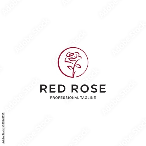Red rose logo template Vector illustration