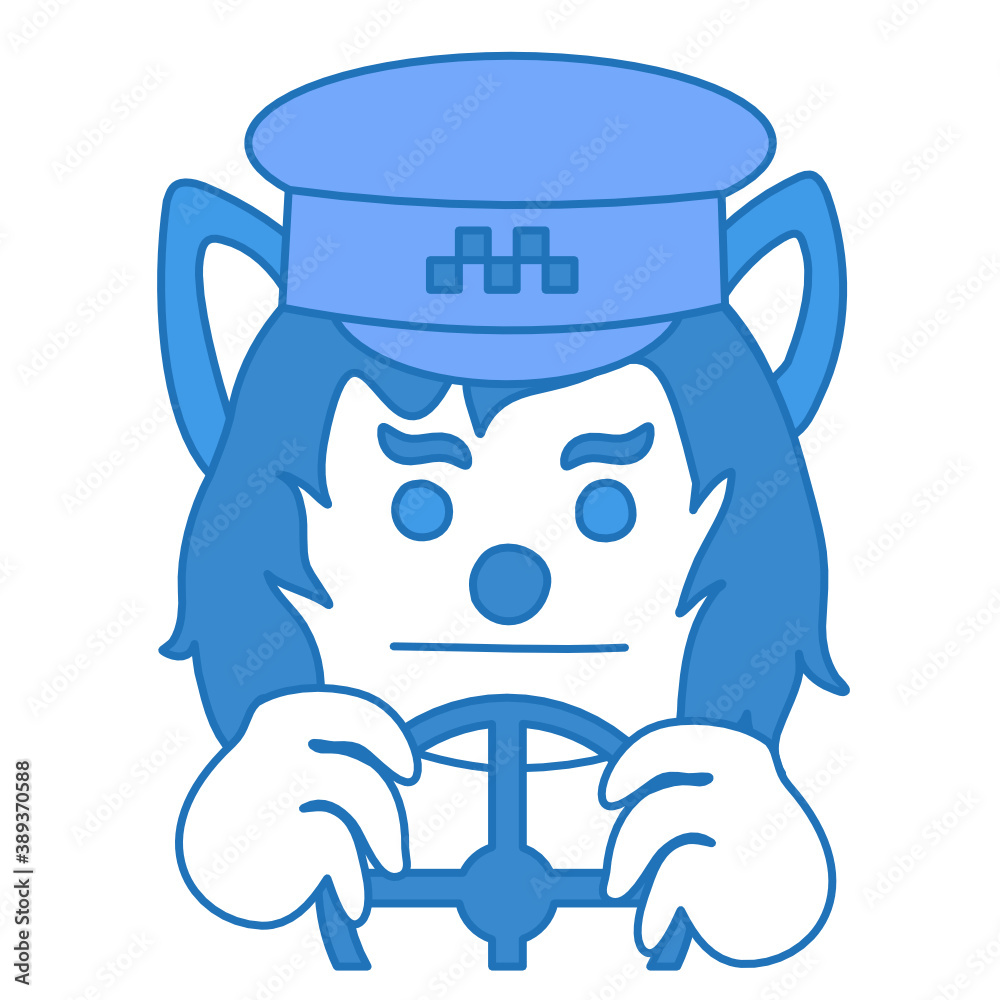 emoji with retro taxi driver holding a wheel while driving the car and wearing a cap with checkerboard sign, simple hand drawn emoticon, wolf simplistic facial expression emoji with retro taxi driver holding a wheel while driving the car and wearing a cap with checkerboard sign, simple hand drawn emoticon, wolf simplistic facial expression