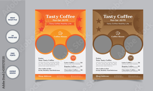  Vector Coffee House Flyer, & Poster Template