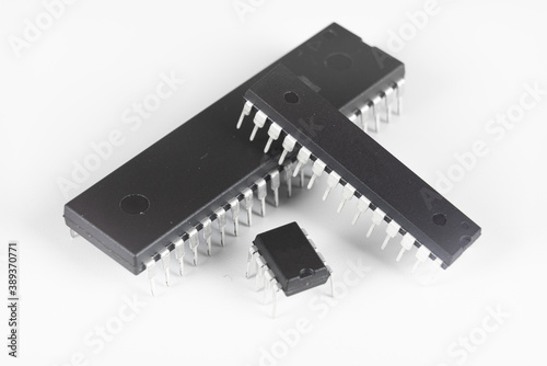 Microcontroller isolated on white background.