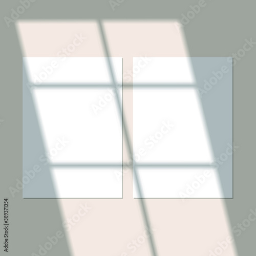 Vector shadow overlay effect. Transparent soft light and shadows from window.  Mockup of transparent window shadow and natural lightning. 10 eps mesh.