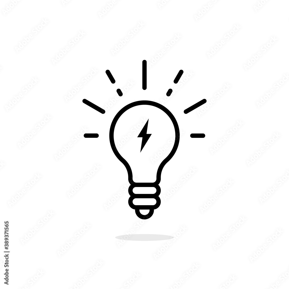 lightning in light bulb thin line icon lightning in light bulb thin line icon