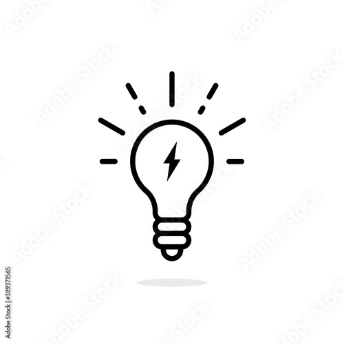 lightning in light bulb thin line icon