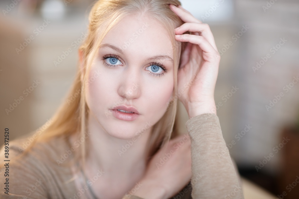 Portrait of natural beauty nordic woman with innocent blue eyes. Portrait of natural beauty nordic woman with innocent blue eyes.