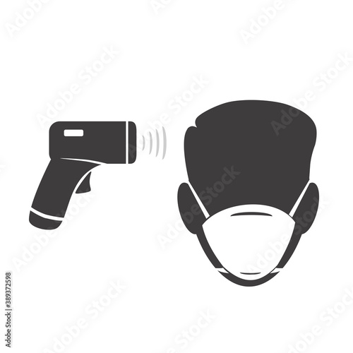 Handheld Digital Thermometer Testing for Covid-19 Virus Protection Icon - Vector Illustration Art