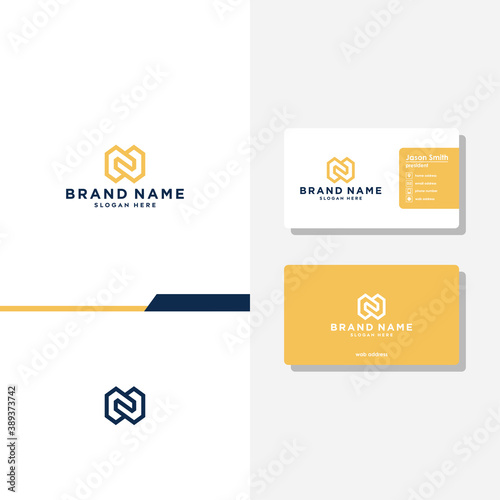 Letter N geometric concept logo designs business card