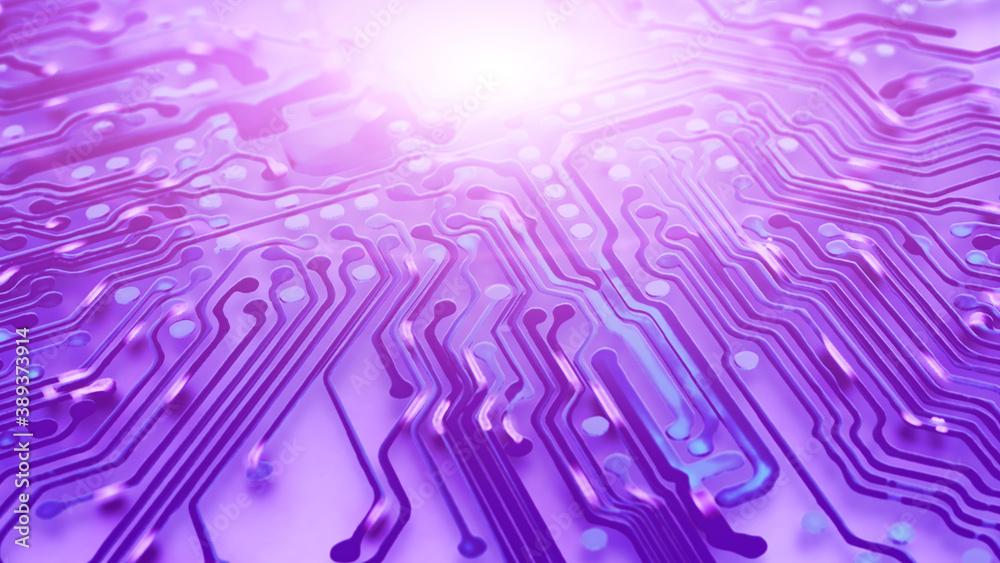 Computer Mother Board Chip With Fast Speed Glowing Circuit Network. Big Data Concept