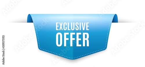 Exclusive offer. Ribbon label tag. Sale price sign. Advertising discounts symbol. Infographics price tag banner. Exclusive offer badge shape. Website ribbon label banner. Vector
