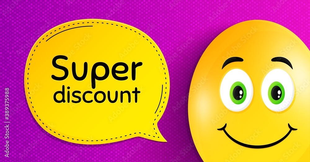 Super discount symbol. Easter egg with smile face. Sale sign. Advertising Discounts symbol. Easter smile character. Super discount speech bubble. Yellow egg background. Vector Super discount symbol. Easter egg with smile face. Sale sign. Advertising Discounts symbol. Easter smile character. Super discount speech bubble. Yellow egg background. Vector