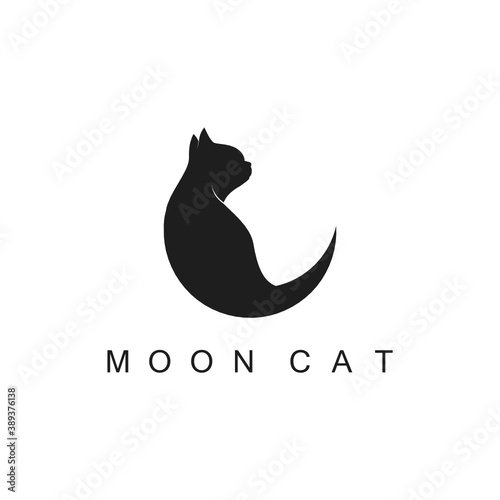 cat and moon logo design