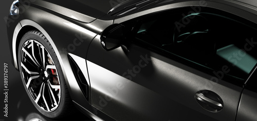 Detail shot of modern black premium car