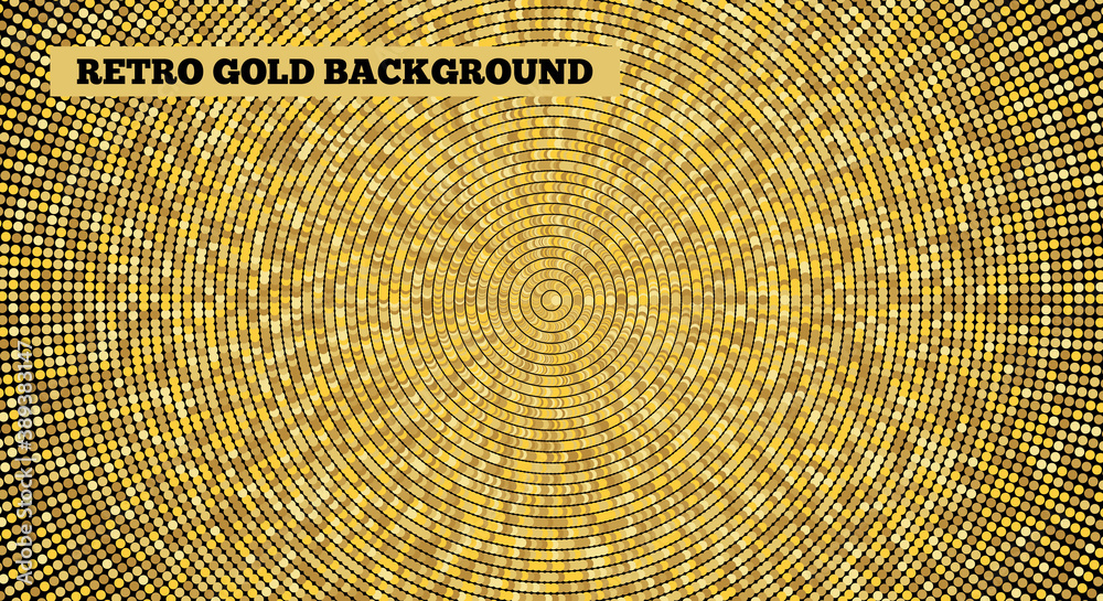 Fototapeta premium Retro gold background of many tiny points. Flat style.