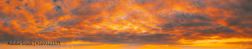 Sunrise Bright Dramatic Sky. Scenic Colorful Sky At Dawn. Sunset Sky In Natural Warm Colors. Natural Sky Abstract Background. Panorama. Panoramic View © Grigory Bruev