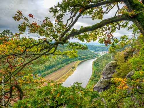 Saxon Nature region with a river through the valley photo