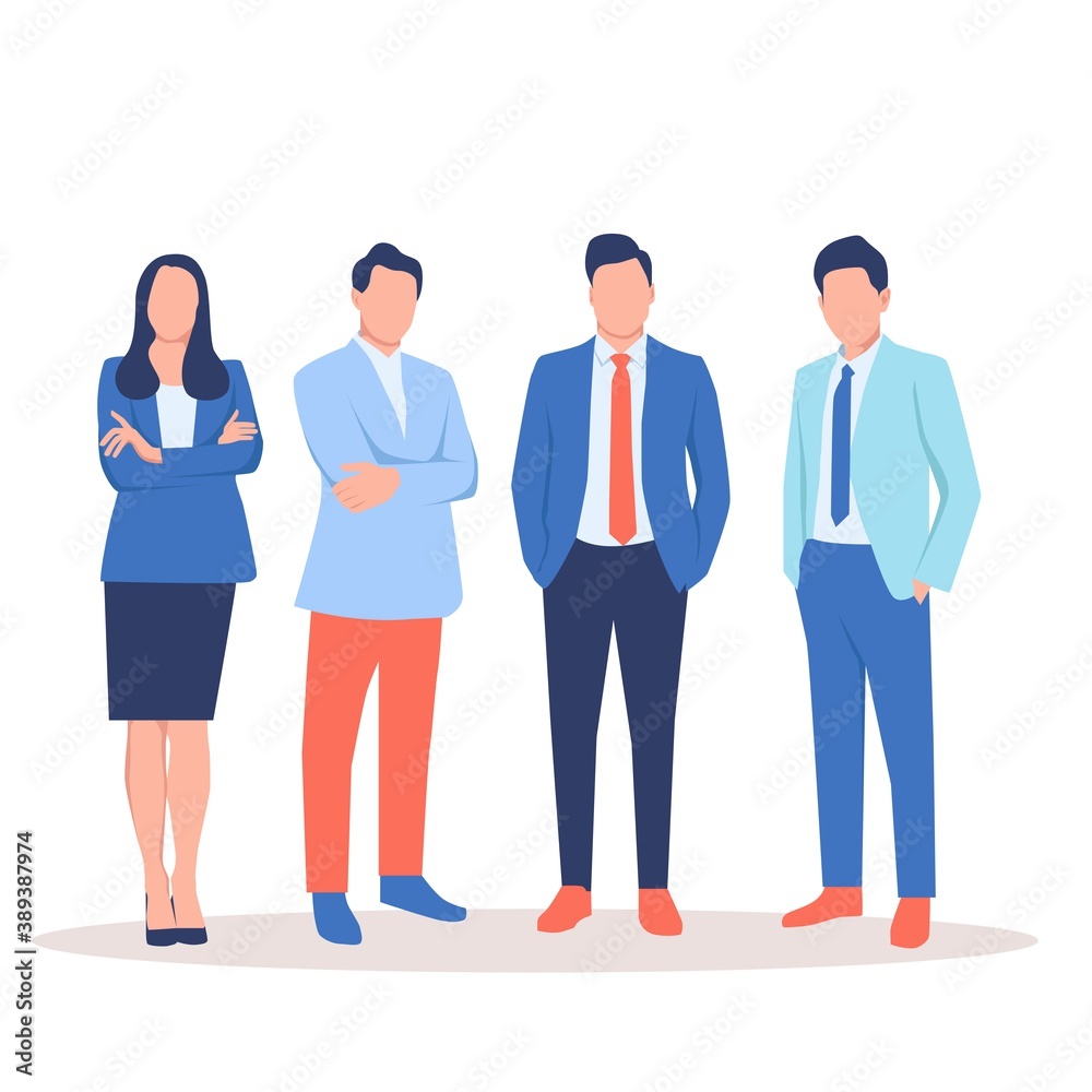 Business multinational team vector illustration. man and woman standing together