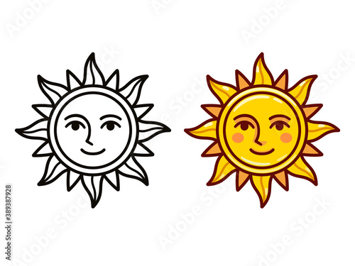 Cartoon sun face