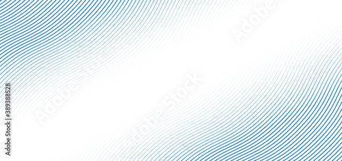 Abstract blue wave lines pattern on white background with space for your text