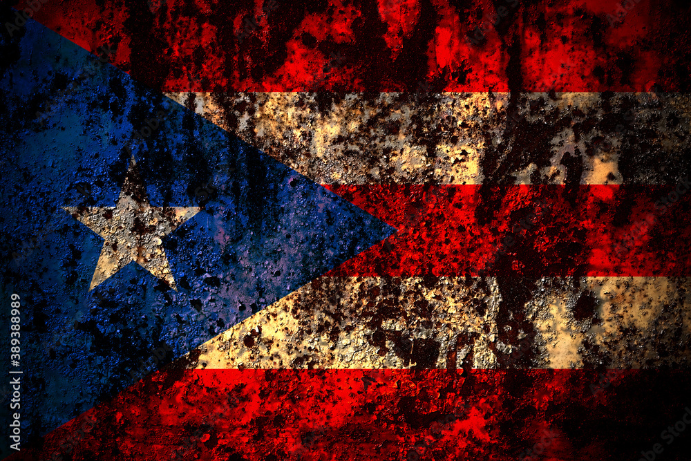 Puerto Rico flag on grunge metal background texture with scratches and  cracks Stock Photo | Adobe Stock